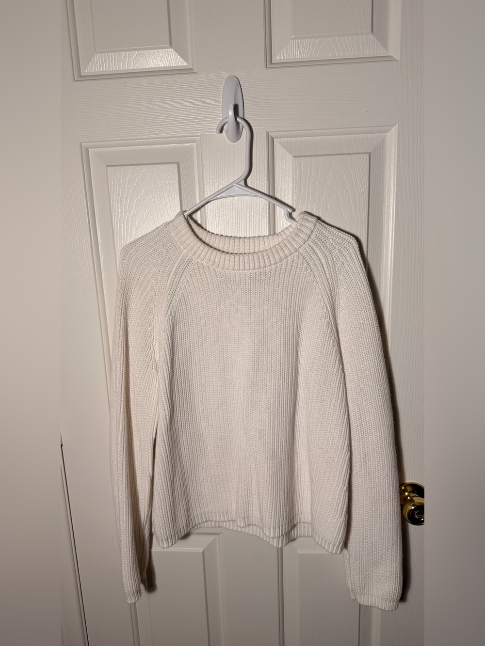 Quince Cream Ribbed Crewneck Sweater